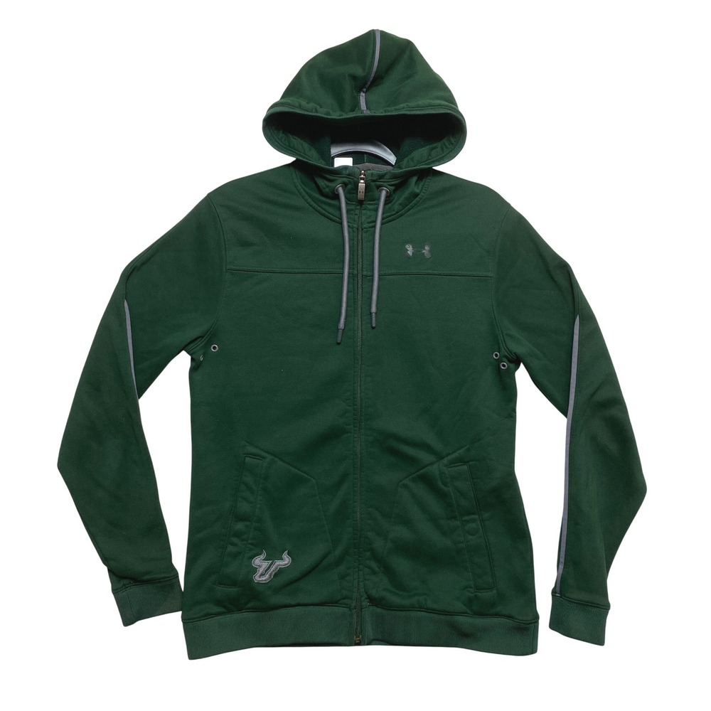 USF Bulls Hoodie Womens Small Green ColdGear Full Zip Collegiate Under Armour